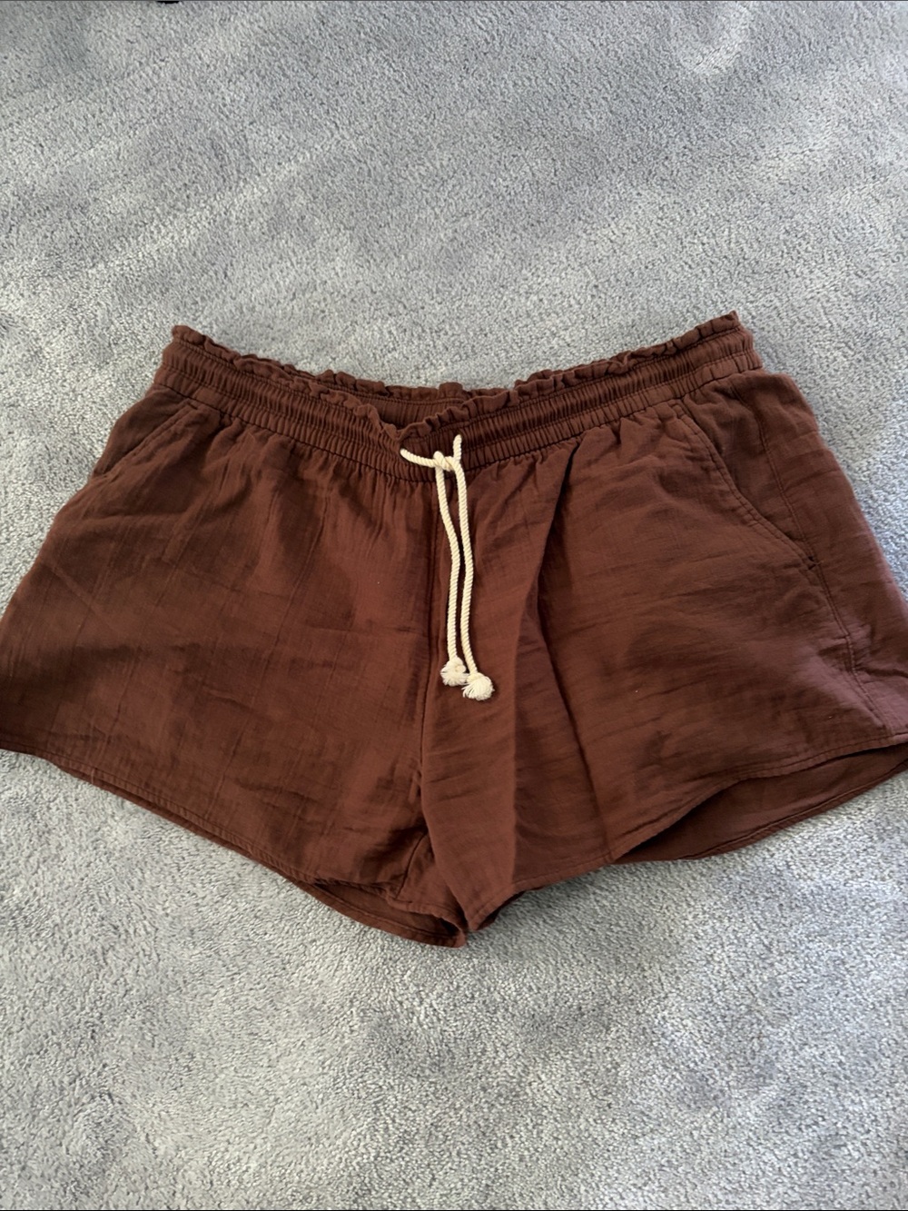 Old Navy Brown Cotton-Blend Gauze Shorts with Drawstring